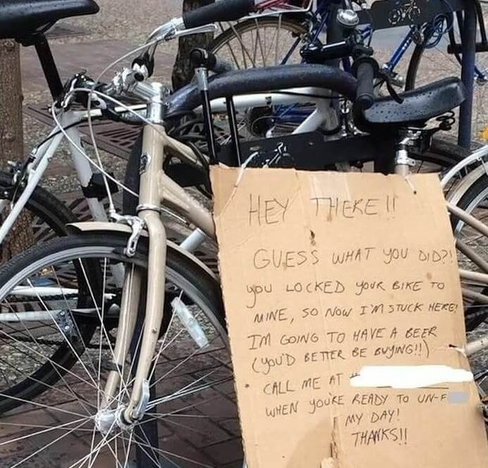 We Don't Think This Person Will Be Locking Their Bike to Someone Else's Ever Again